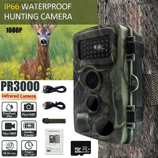 Jagd-Hinterkameras, 36 MP 1080P-Hinterkamera mit Nachtsicht, Sportaktivierung, 0,2 S Auslösezeit, wasserdichte Outdoor-Wildtierjagdkamera Q240321