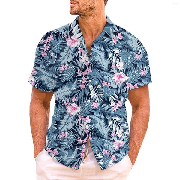 Camisas casuais masculinas collant bodysuit camisa masculina estilo tropical impressão tendência ocidental camisetas