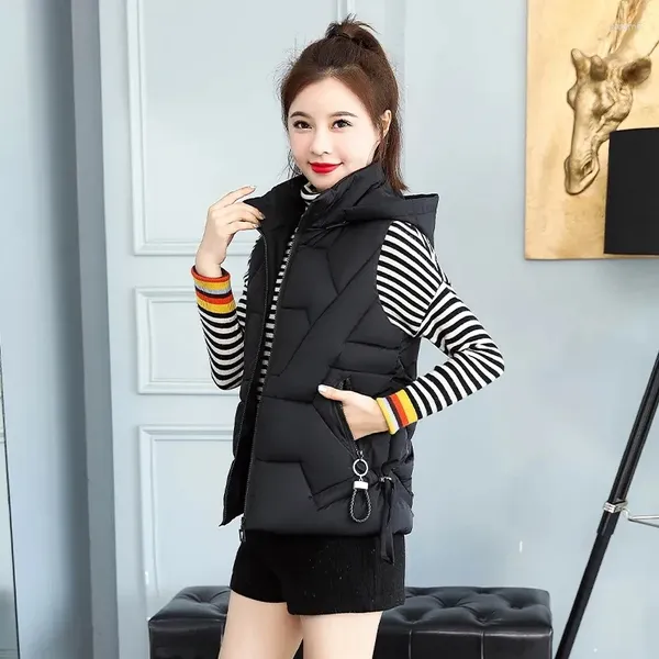 Coletes femininos colete de algodão curto versão coreana outono e inverno fino ajuste jaqueta estudante engrossado