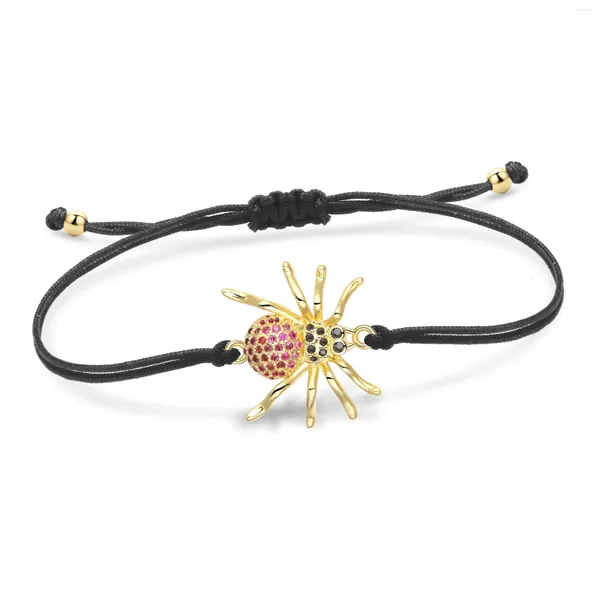 Bracelets de charme zircônia cúbica bracelete de aranha de cristal mulheres 2024 Moda Pedras de bronze banhadas a ouro Insetos de jóias de jóias de animais