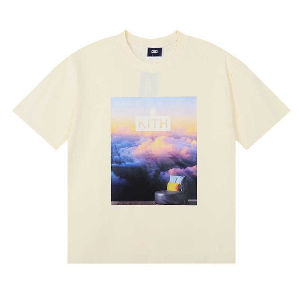 Designer Niche Beauty Trend Kith Limited Tom Fabia Cloud Sea Print T-shirt a maniche corte versatile per uomo e donna casual allentata