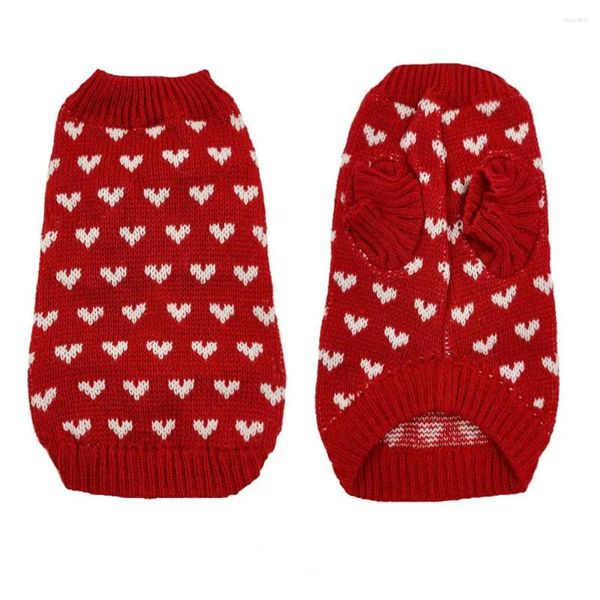 Hundebekleidung, stilvoller Pullover, bezauberndes Herzmuster, modisches gestricktes Valentinstag-Outfit für kleine und mittelgroße Hunde