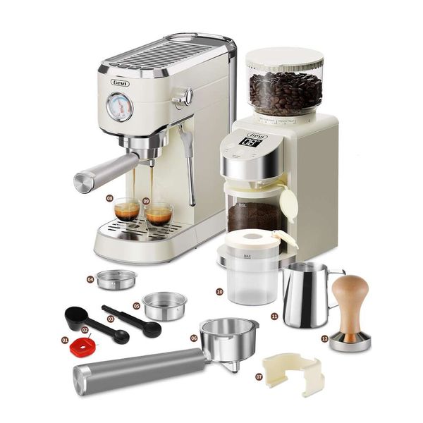 ESPresso, Latte ve Cappuccino Burr Kahve öğütücüleri, 35 öğütme ayarı, Bej