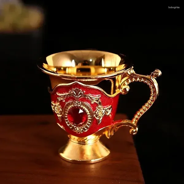 Copos pires moda criativa casa metal baijiu copo liga padrão gem decoração clássico conjunto de vinho