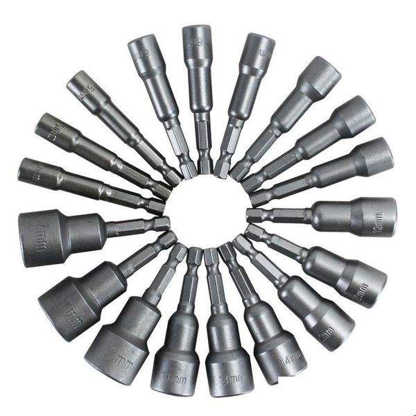 Handwerkzeuge 6mm-19mm Impact Socket Magnetische Mutter Schraubendreher 1/4 Sechskantschlüsselsatz Bohrer Bitadapter für Bohrmaschinen Treiber Kit Drop Deliver Otlhx