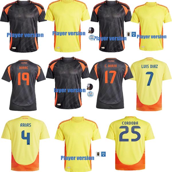 S-XXL Versione giocatore Colombia Maglia da calcio Away DUVAN 24 25 Maglia da calcio casalinga FALCAO JAMES CUADRADO Kit da uomo squadra nazionale Camiseta de futbol maglia uniforme