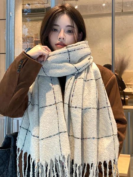 Schals Feste Plaid Quaste Schal Kopftuch Winter Frauen Damen Männer Preppy Warme Weiche Scarve Pashmina Mujer Foulard Wrap Schal Unisex