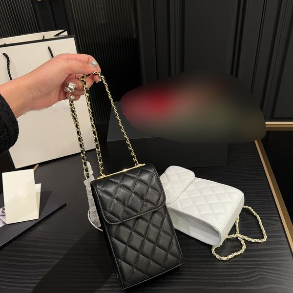 Bolsa de ombro feminina bolsa de couro genuíno para celular bolsa de moda mini bolsa crossbody bolsa de corrente de treliça de diamante bolsa de ombro casual feminina