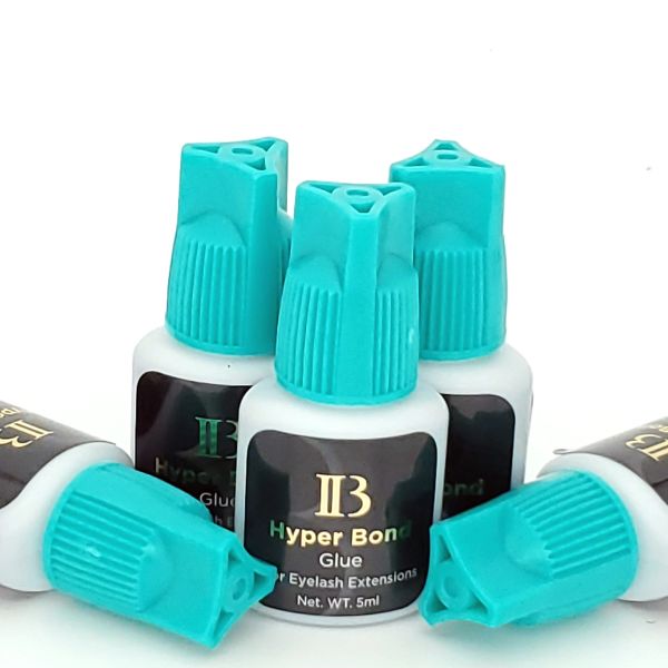 Handschuhe 5 Stück Original Korea Ib Ibeauty Hyper Bond Wimpernverlängerungskleber 0,5 s Kleber Schnell trocknender Wimpernkleber Cyan Cap Falscher Wimpernkleber 5 ml