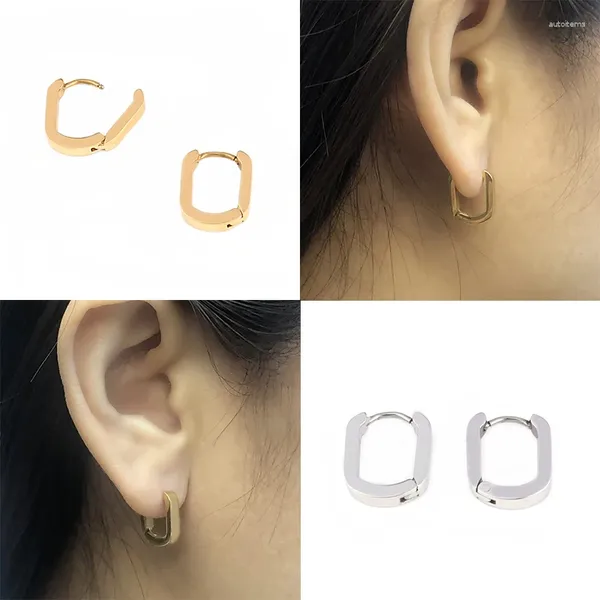 Ohrstecker, minimalistische Ohrstecker für Frauen, Edelstahl-Ohrring, geometrische Ellipse, handgefertigter Schmuck, Geschenk