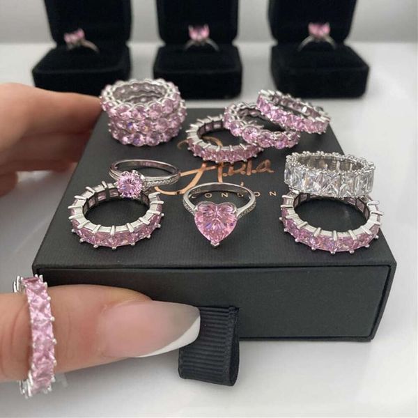 2023 nuova moda Sier colore rosa fidanzamento fede nuziale anello eternità per le donne regalo di Natale gioielli d'amore Z2