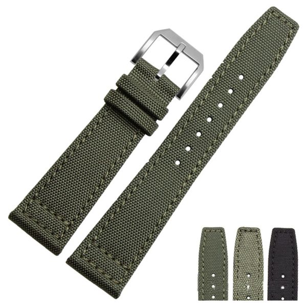 Slippers 20mm 21mm 22mm Nylon Canvas Fabric Watch Band para IWC piloto Spitfire Fuzone Top Gun Strap Green Black Belts Wristwatch tiras