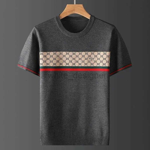 Männer T-shirts Plus Größe Herbst Halbarm Pullover Herren Kurzes T-shirt Biene Jacquard Stickerei Casual Line Top Große S0D12