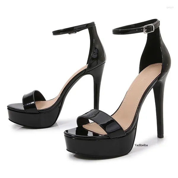 Kleid Schuhe Marke Frauen Sandalen Schnalle Sommer Abdeckung High Heels Pumps Party Nachtclubs Plattform 13 cm Stilettos Plus Größe 41