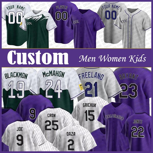 Charlie Blackmon Kris Bryant Custom Colorado Baseball Jersey Rockies Nolan Jones Brendan Rodgers Kyle Freeland Elias Diaz Michael Toglia Daniel Bard Tyler Kinley