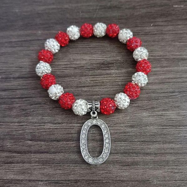 Link pulseiras jóias femininas personalizado metal vermelho e branco contas números gregos # 0 a 10 charme