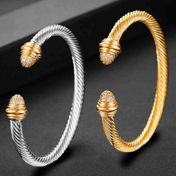 pulseiras de caboSimples titânio aço torcido fio corda enrolamento pulseira homens e mulheres punk hip-hop personalidade tipo geométrico mão jóias pulseira empilhável