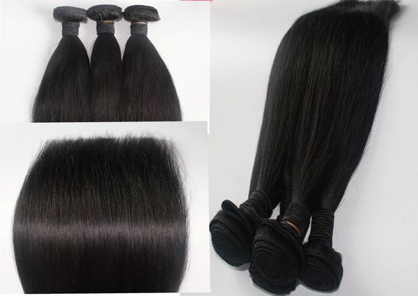 Mongol cutícula cabelo tecer em linha reta 3pcslot cor natural não processado birmanês vietnamita cambojano extensões de trama de cabelo humano 6653416