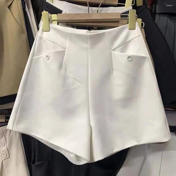 Pantaloncini da donna Versione coreana Donna Bianco Vita alta Mini Primavera Estate Nero Cachi A-line Gamba larga Pantaloni corti Moda Casual Semplicità