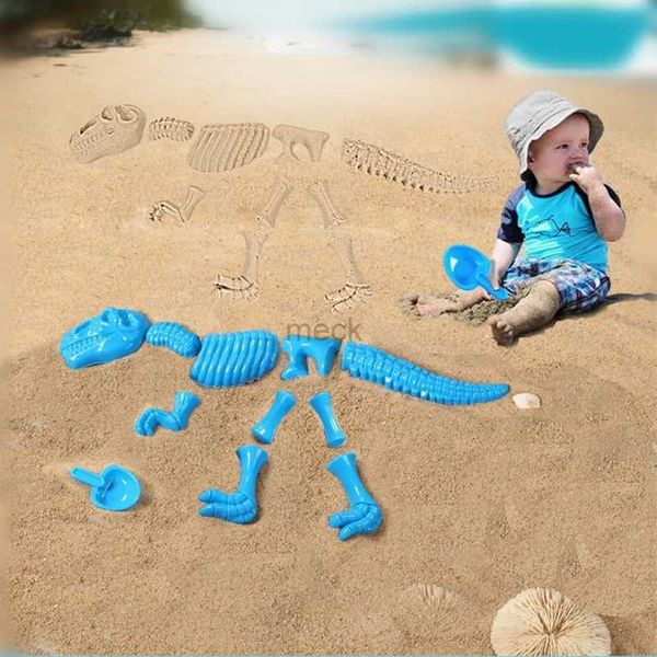 Sandspiel-Wasserspaß Heißer Verkauf Sommer Abs Kunststoff Dino Baby Spielen Sandwerkzeuge mit lustigem Sandform-Set Dinosaurier-Skelettknochen Strandspielzeug Kinder Kinder 240321