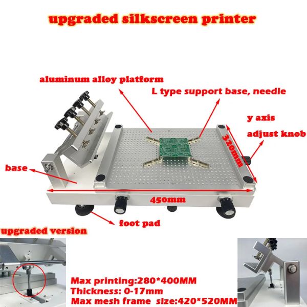 LY модернизированный принтер для трафаретной пасты под давлением масла, ручной принтер для шелкографии, максимальный размер печати 280x400 мм, 0-17 мм