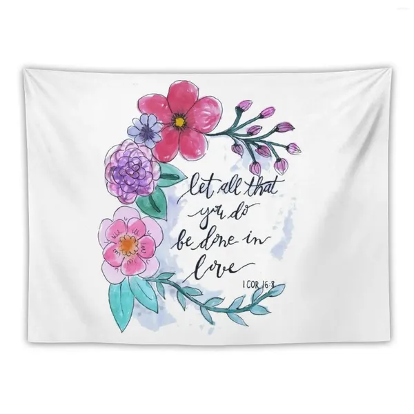 Wandteppiche „Let All That You Do Be Done In Love“ 1 COR 16:8 Wandteppich im christlichen Design, Raumdekoration, Wandverkleidung