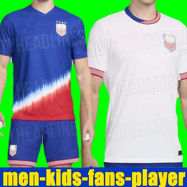 Pulisic Futbol Formaları 2024 ABD Copa America Erkek Çocuk Kiti 24 25 Evde Futbol Gömlek Erkek Oyuncu Smith Morgan Balogun Musah McKennie Adams S-4XL