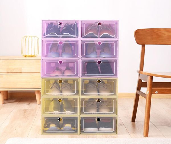 7-farbige Schuhaufbewahrungsbox aus Kunststoff, transparente Aufbewahrungsbox für Haushaltswaren, Clamshell-Schublade, Schuhkarton XD236848198754