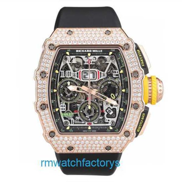 Top RM Uhr Titanuhr RM11-03 Original Diamantbesatz Kette Chronograph 18 Karat Roségold Diamantbesatz