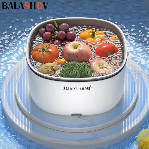 Máquina de lavar vegetais elétrica e frutas, balde de lavagem ultrassônica de alimentos, grande capacidade, grãos de alimentos, purificador doméstico