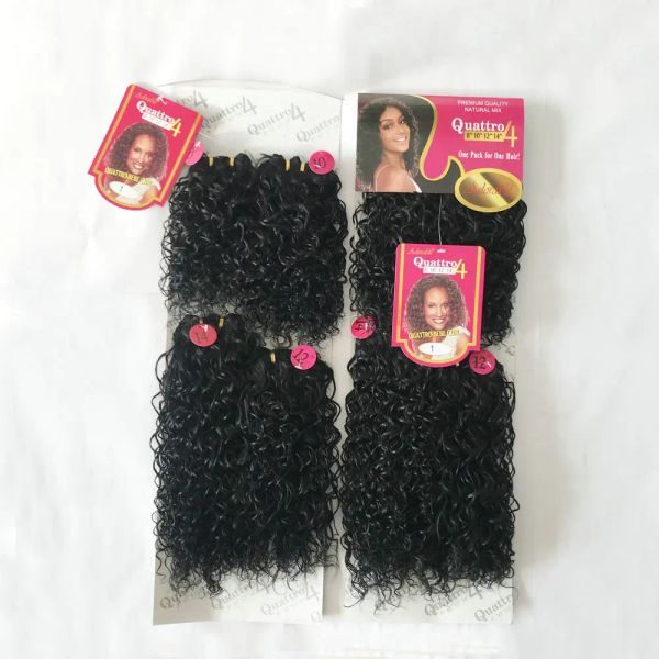 Paket Sevimli Kinky Kıvırcık Sentetik Saç Dokuma 4 Paket/Lot Yüksek Sıcaklık Isıya Dayanıklı Elyaf Quattro Bebe Curl 4pcs