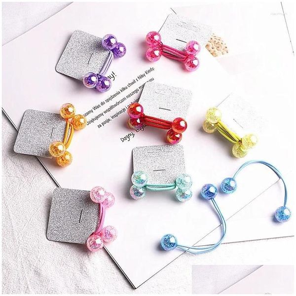 Accessori per capelli 2 pezzi Carino Colourf Sabbiatura Perline Copricapo da principessa Fasce elastiche per bambini Ragazze Copricapo per bambini Corde per bambini Drop Deliver Ot2Ma