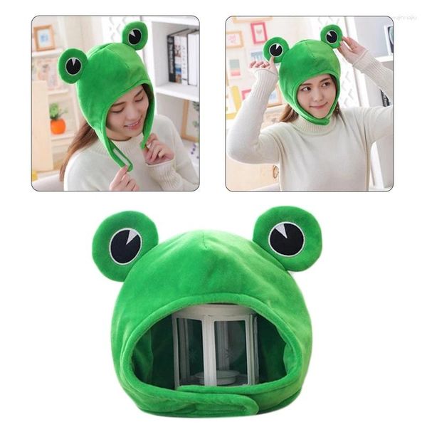 Decken Neuheit Lustig Für FROSCH Augen Niedlichen Cartoon Plüsch Hut Spielzeug Grün Volle Kopfbedeckung Cosplay Kostüm Party Dress Up PO Prop