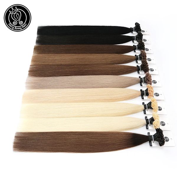 Extensões de cabelo humano fusão queratina bond cápsula u ponta do prego real remy pré ligado cabelo platina loira 16 