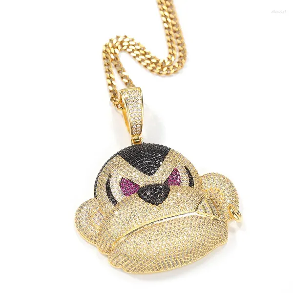 Collane con ciondolo Artiglio Hip Hop Impostazione Cubic Zirconia Bling Iced Out Gorilla Animal Pendenti per uomo Rapper Gioielli Drop