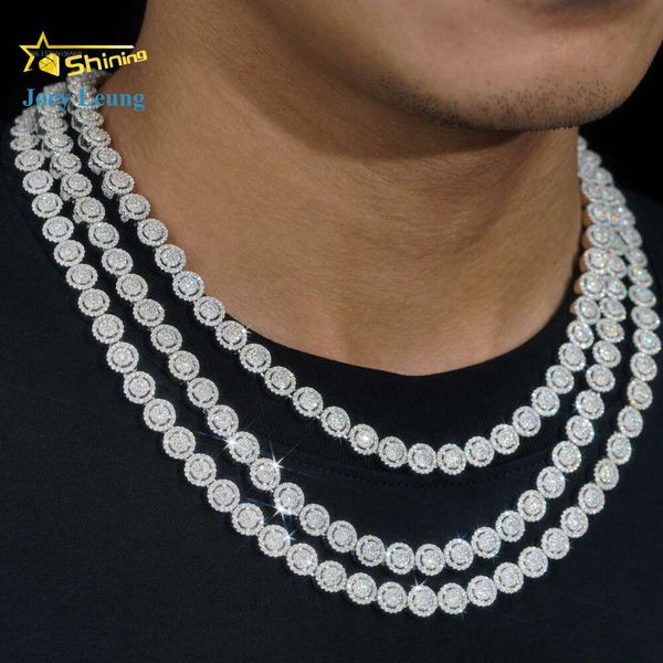 Prezzo all'ingrosso Catena a maglie cubane a spillo da 8 mm Bracciale con collana in moissanite Vvs placcato oro 14 carati Sier Iced Out