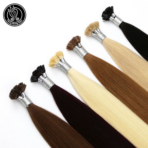 Extensões de queratina ponta plana real remy extensões de cabelo natural humano fusão quente pré ligado cabelo europeu na cápsula 1624 