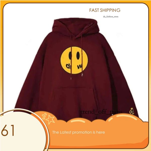 Drew Hoodie Smiley Face Yellow Man Retro Draw Hoodie Letters Print Sweatshirt Damen T-Shirt Frühling Trend Langarm Top High Street 778