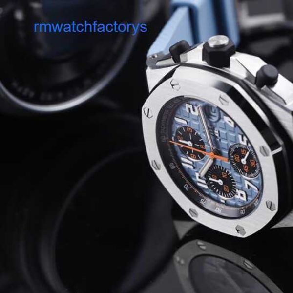 Crystal AP-Armbanduhr 26238ST, automatisch, mechanisch, 42 mm Durchmesser, blaues kreisförmiges Zifferblatt mit Flyback-/Rückwärtssprungfunktion, Einzelzähler