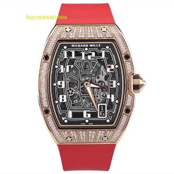 RM Relógio de Corrida Relógio Esportivo RM67-01 Fino Rosa Ouro Mostrador Original 38,7*47,5mm RM6701