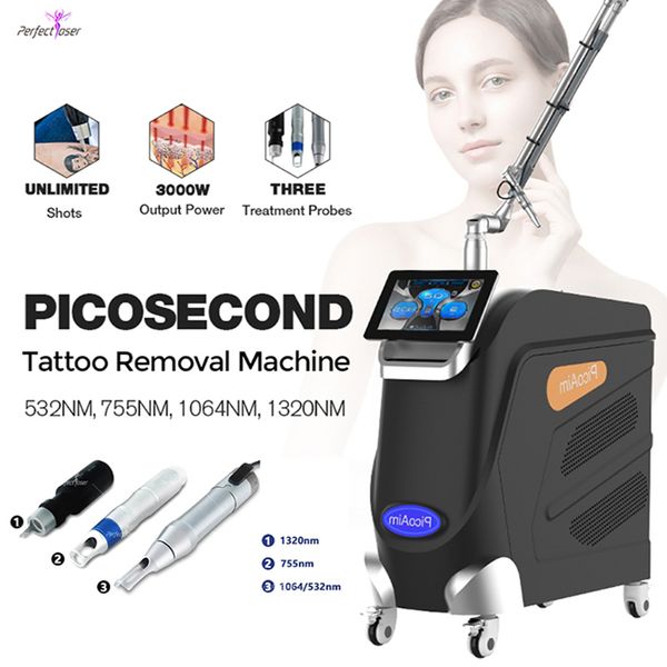 Perfectlaser Pico Пикосекундный лазер Вертикальная машина для удаления татуировок с пигментацией 4 Длина волны 755 Сотовое лечение Шрамы от прыщей Уменьшение хлоазмы