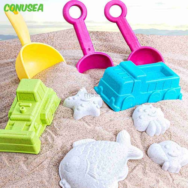 Giochi con la sabbia Divertimento in acqua 13/4 pezzi Set Summer Beach Sand Play Toys per bambini Bambini Simpatico modello animale Seaside Beach Toys Set di strumenti per stampi in gomma per dune di sabbia 240321