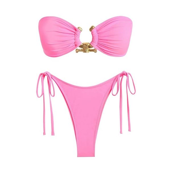 Damen-Bikini, Luxus-Bikini, Bademode, Designer-Badeanzug, Badeanzug, Badeanzüge, Bandeau, Buchstabe, mittlere Taille, Urlaub, Party, Strand, Scrunch, sexy Bikinis, Badeanzüge