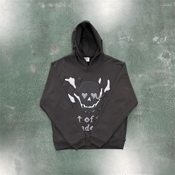 Hoodies masculinos quebrado planeta bpm estilo americano hoodie rua hip hop homens e mulheres casal usar crânio espuma impressão solta