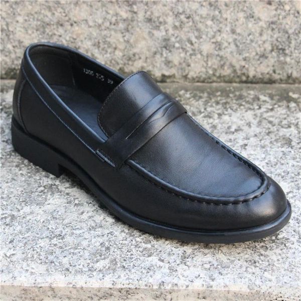 Sapatos casuais masculinos de negócios do vintage couro genuíno estilo britânico apontou toe mocassins luxo artesanal costura apartamentos preto m1306