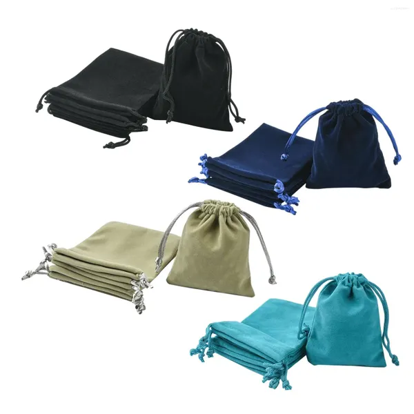 Bolsas de jóias 10 peças de veludo cordão sacos presente saco de doces para laços de cabelo