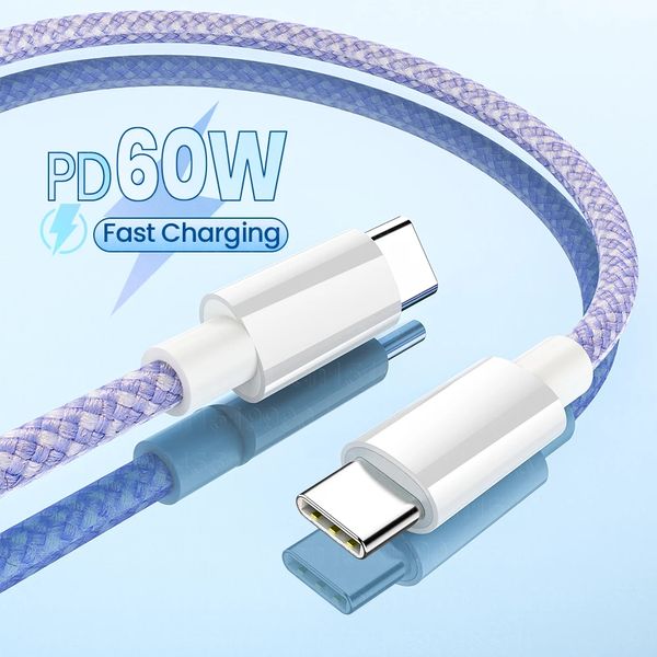 3A PD 60W USB Typ C auf USB C Kabel Schnellladung 480 Mbit/s OD3.8 Schnelllade-Datenkabel für MacBook Pro Huawei Samsung Xiaomi