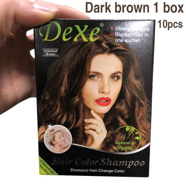 Werkzeuge 10 Stück/Box Dexe Black Hair Shampoo Rotwein Dunkelbraun 5 Minuten Färben Sie Ihr Haar in schwarzes Kraut, natürliches, schnelleres Haarwiederherstellungs-Farbmittel