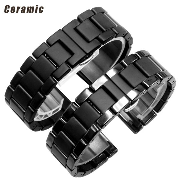 Pulseiras 20mm 22mm 24mm banda de cerâmica para samsung galaxy 3 relógio 46mm 42mm engrenagem s3 cinta ativa 2 40 44mm relógio inteligente pulseira de cerâmica