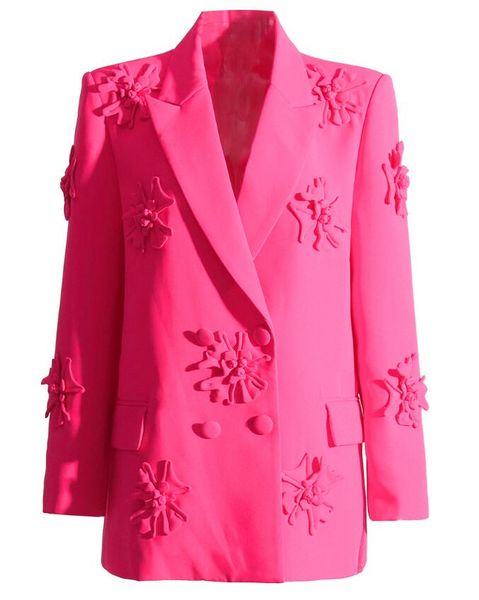 Модная светская световая роскошная стиль дизайн дизайна Sense 2024 Новый стиль темперамент отворотный лацвет тяжелый индустрия Трехмерная пиджака для цветов Женщина